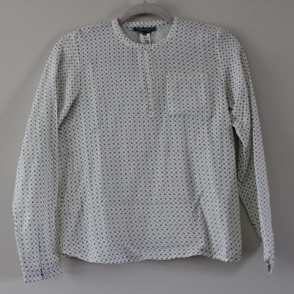 NWT Bonpoint Boys Artiste Long Sleeve Shirt Little Flower Print Half Button 12